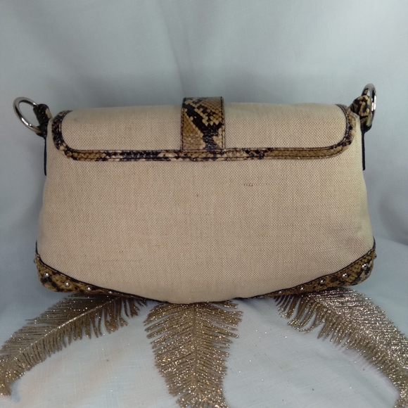 Talbots canvas and faux snakeskin handbag - Picture 2 of 6